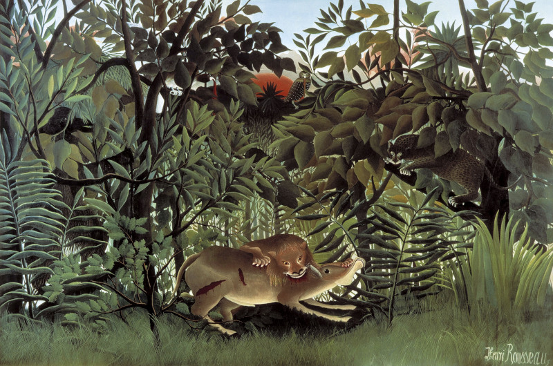 Henri Rousseau's The Hungry Lion Throws Itself on the Antelope